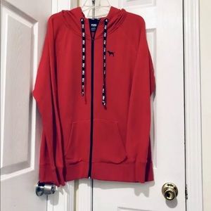 Pink Victoria’s Secret Logo Full Zip hoodie Large